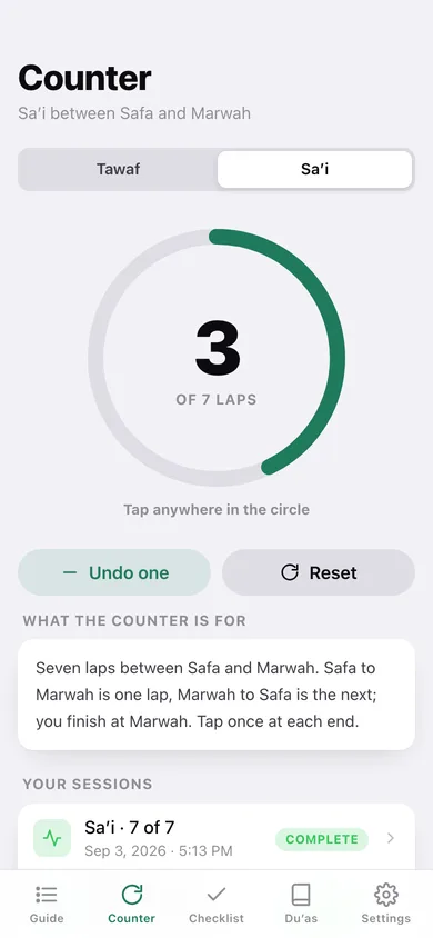 Manasik web app — screen 2