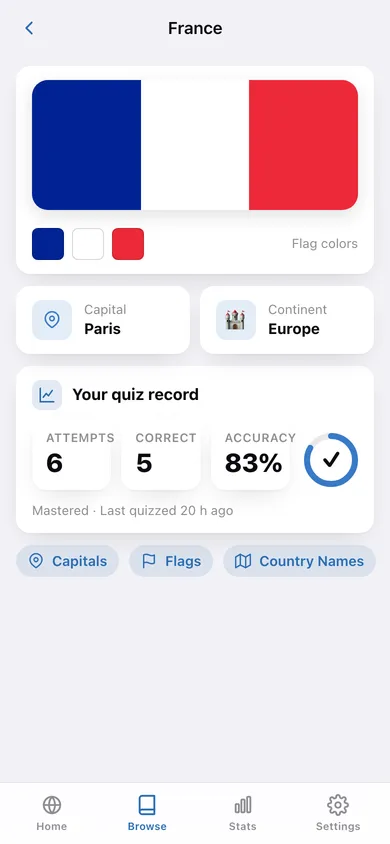 Mapquiz web app — screen 3