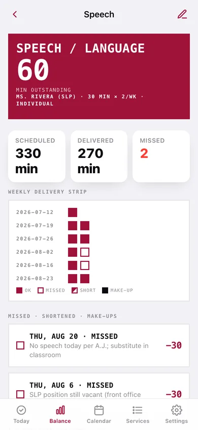 Minutes Owed web app — screen 3