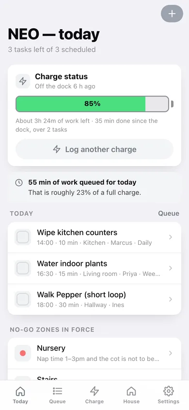 Neowner web app — screen 1