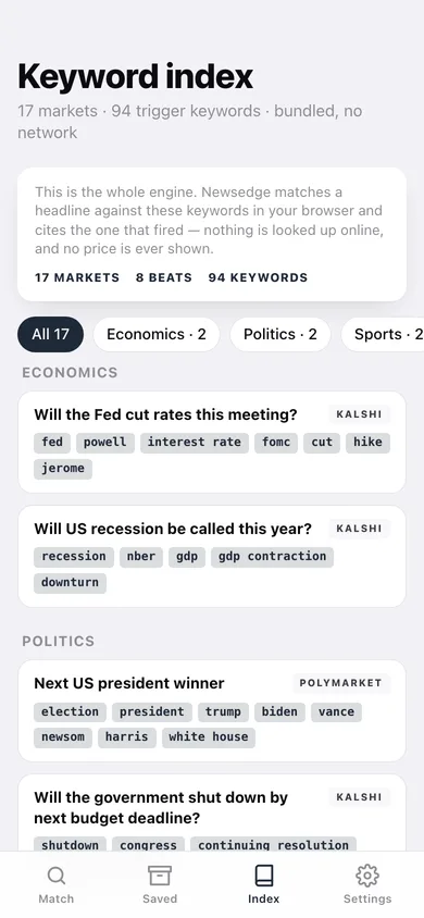 Newsedge web app — screen 3