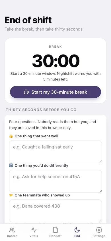 Nightshift web app — screen 3