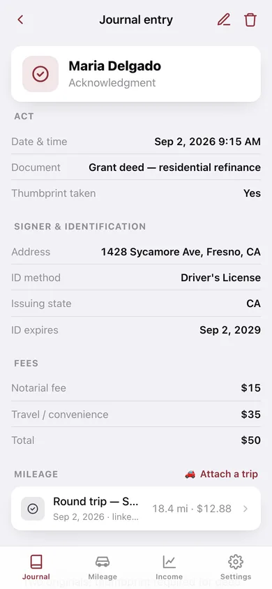 Sealbook web app — screen 2
