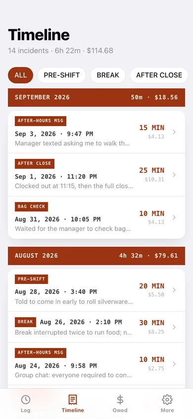 OffClock web app — screen 2