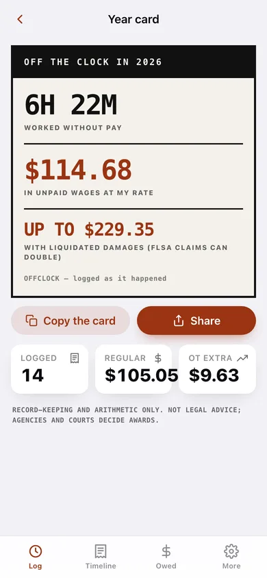 OffClock web app — screen 3