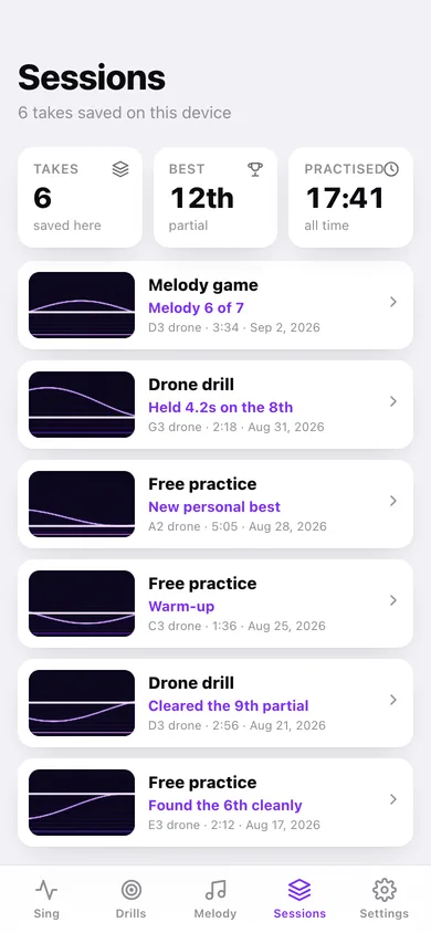 Overtone: Harmonic Singing web app — screen 3
