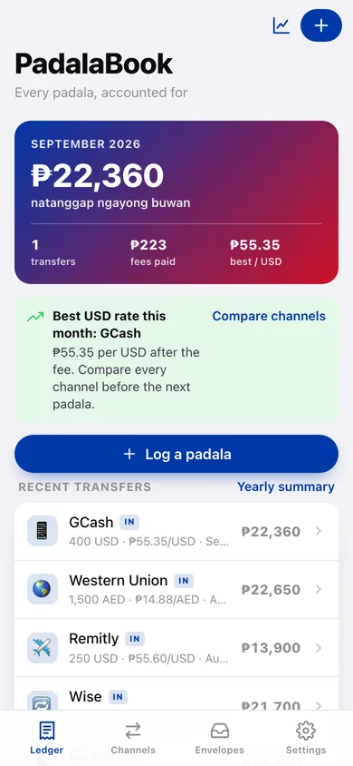 PadalaBook web app — screen 1