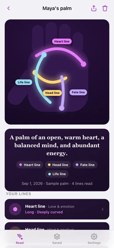 Palmlore: Palm Reading web app — screen 2
