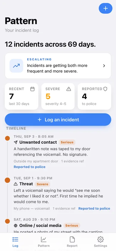 Pattern web app — screen 1