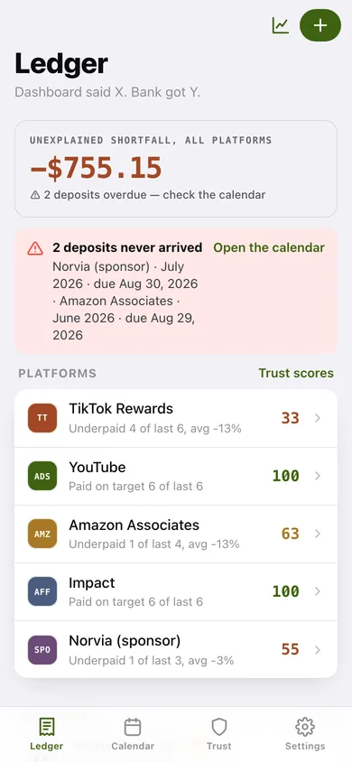 PayoutProof web app — screen 1