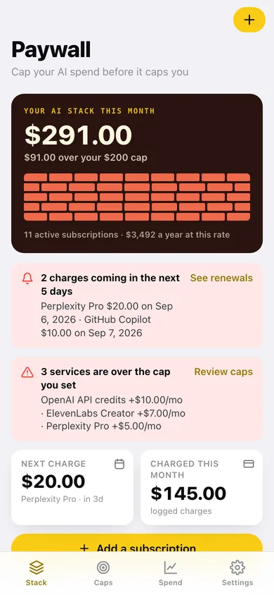 Paywall web app — screen 1