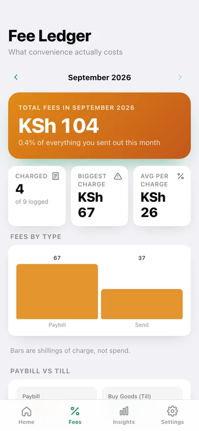 PesaLog web app — screen 2