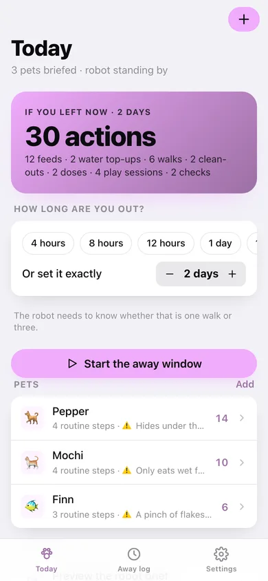 Petrobot web app — screen 1