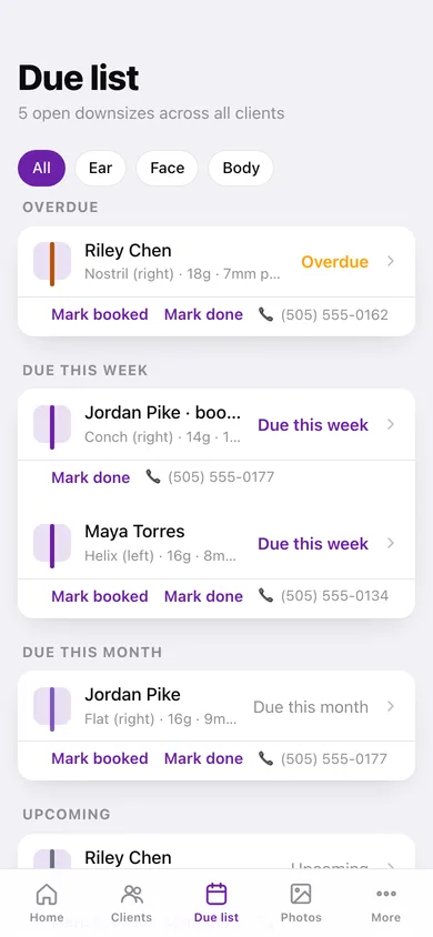 PierceBook web app — screen 3