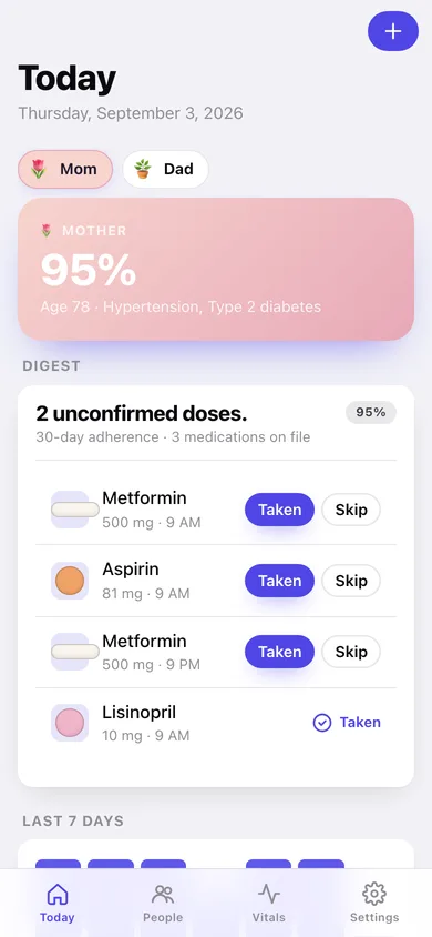 PillPath web app — screen 1