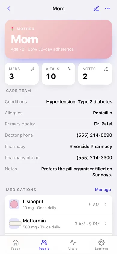 PillPath web app — screen 2