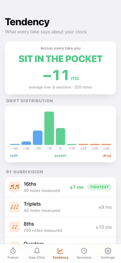 PocketClock: Timing Trainer web app — screen 2