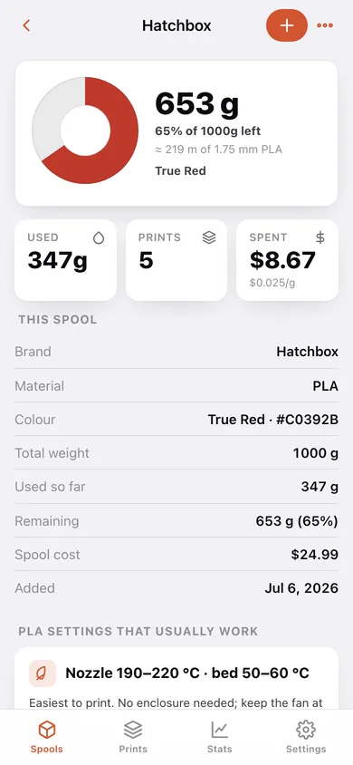 Printbed web app — screen 2