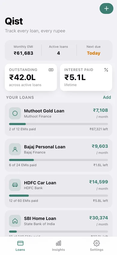 Qist web app — screen 1