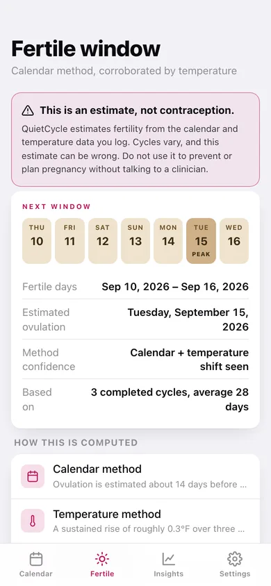 QuietCycle web app — screen 2
