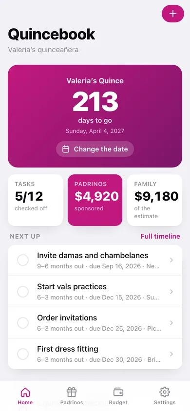 Quincebook web app — screen 1