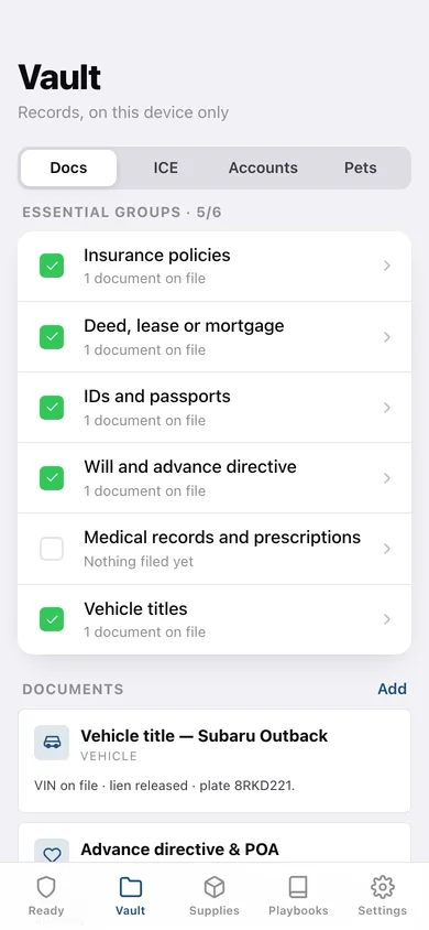 Readyhold web app — screen 2