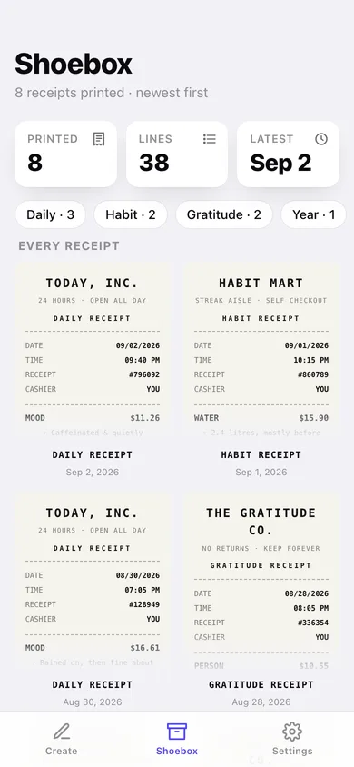 Receiptd web app — screen 2