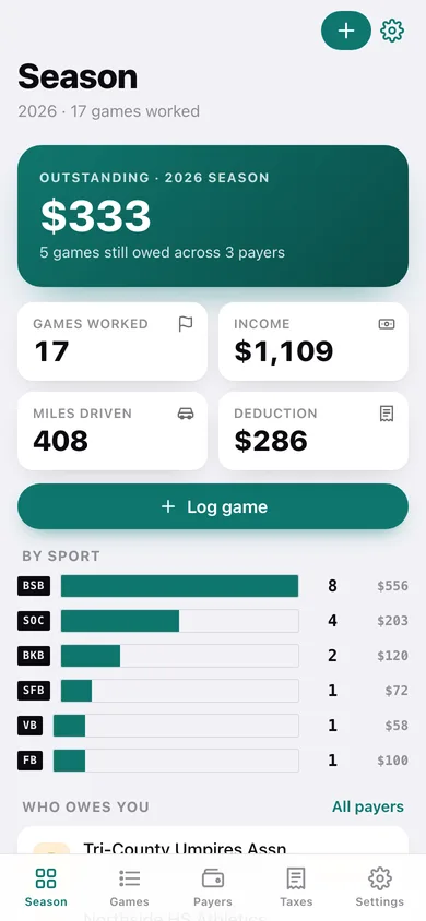 RefLedger web app — screen 1