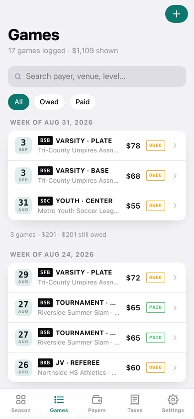 RefLedger web app — screen 2