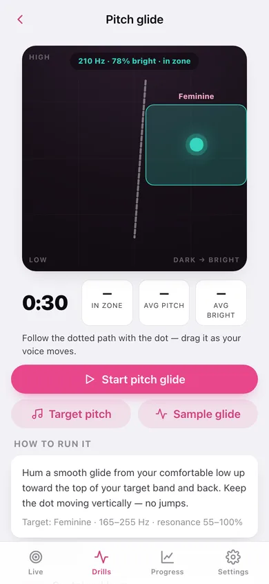 Resonate: Voice Trainer web app — screen 2