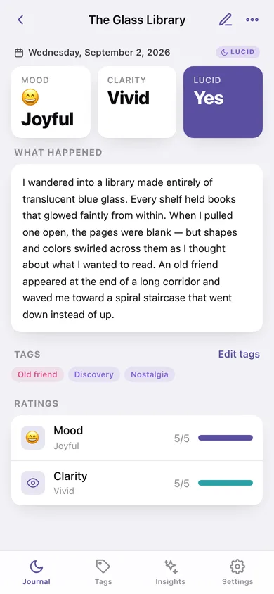 Reverie web app — screen 2