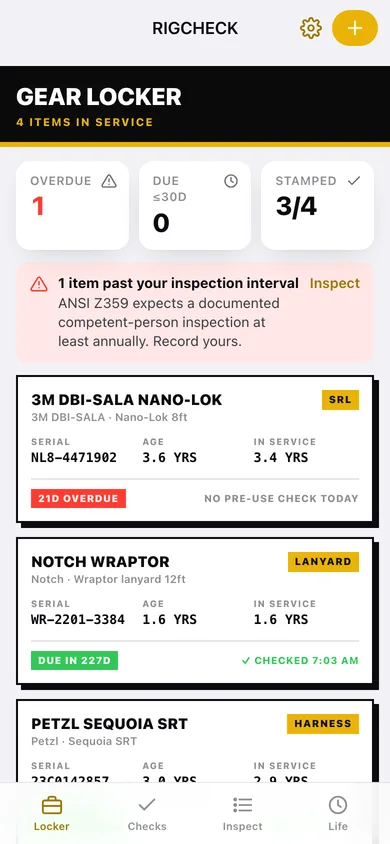 RigCheck web app — screen 1