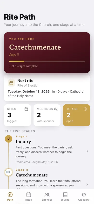 Rite Path web app — screen 1