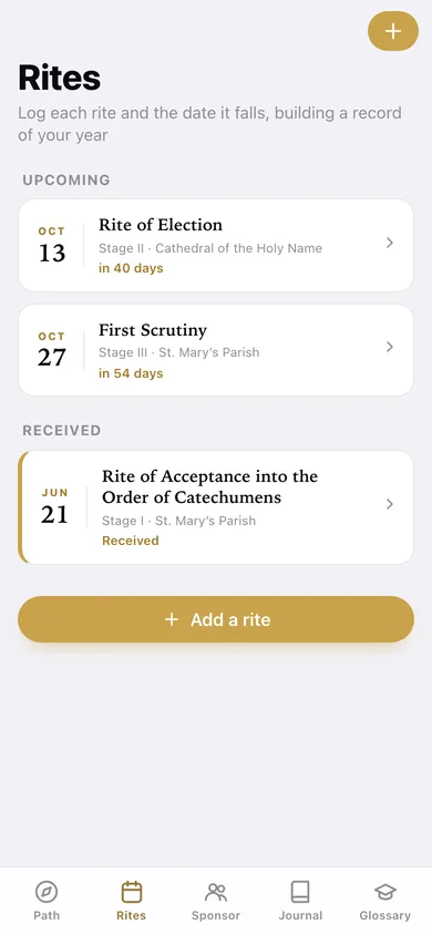 Rite Path web app — screen 3