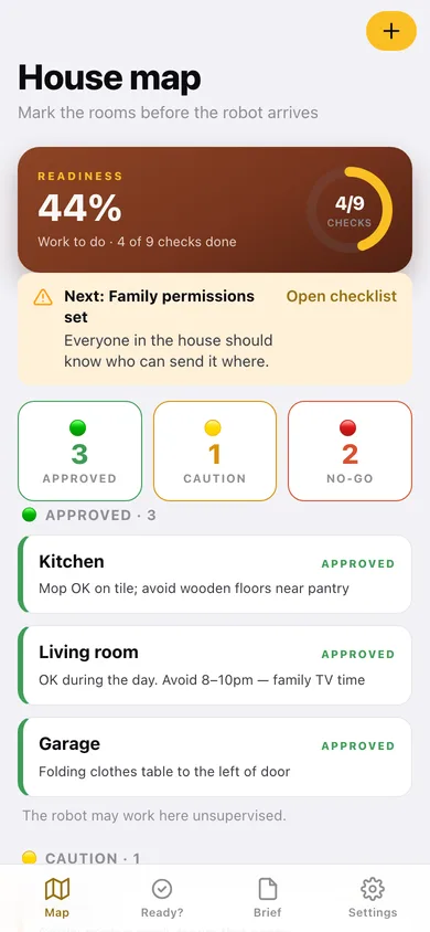 Robohome web app — screen 1