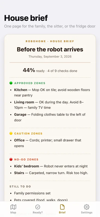 Robohome web app — screen 3