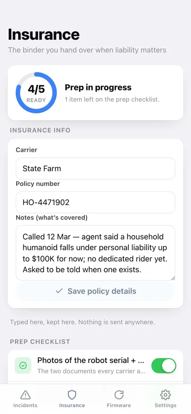 Robosafe web app — screen 2