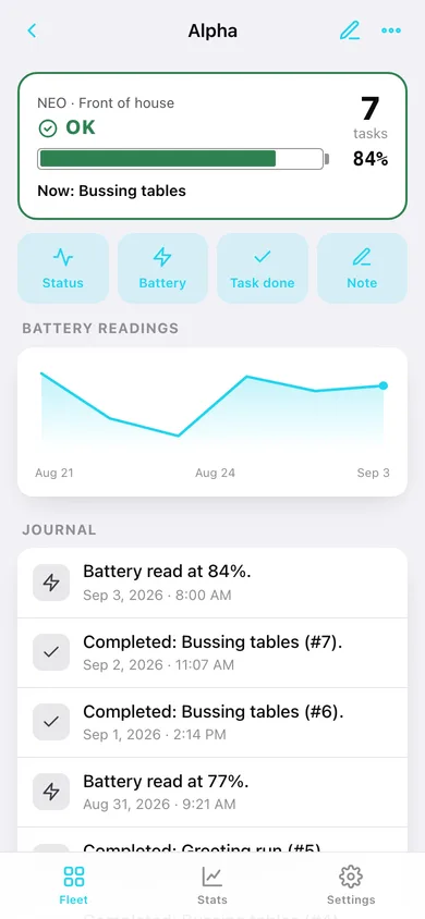Robowatch web app — screen 2