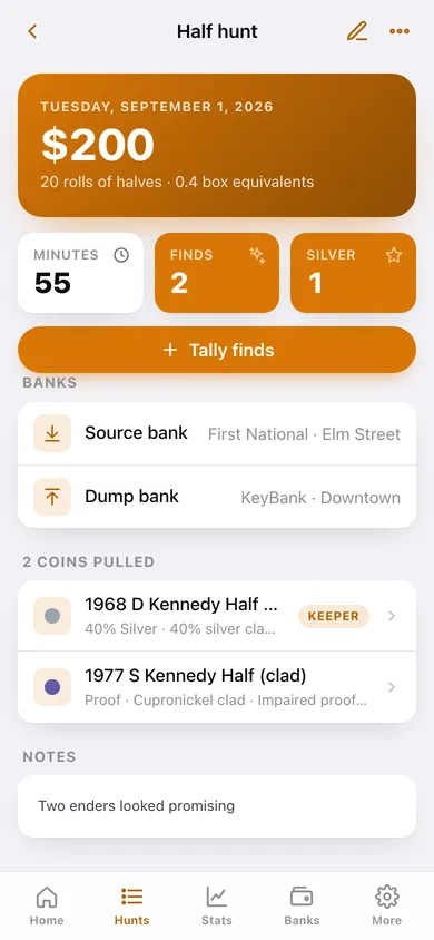 RollHunt web app — screen 2