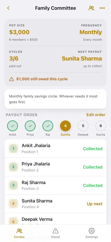 Rosca web app — screen 2