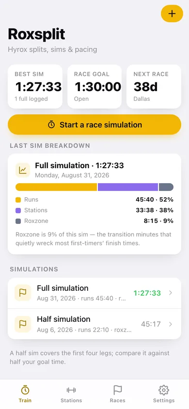 Roxsplit web app — screen 1