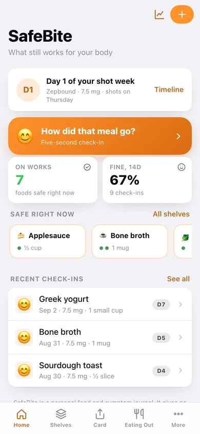 SafeBite web app — screen 1