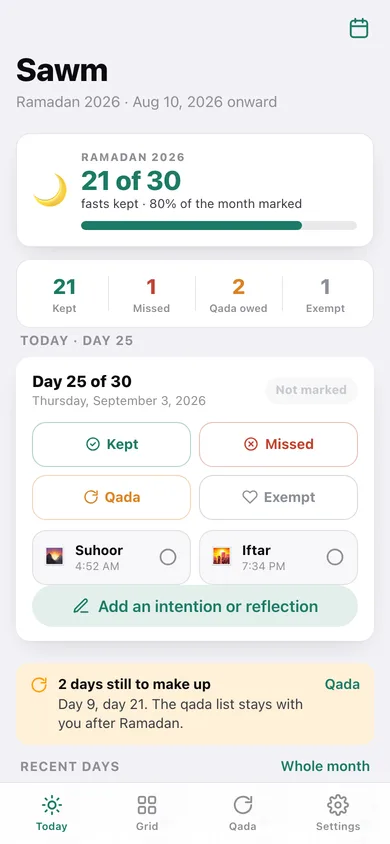 Sawm web app — screen 1