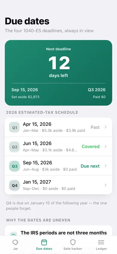 SetAside web app — screen 2