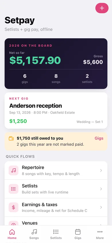 Setpay web app — screen 1