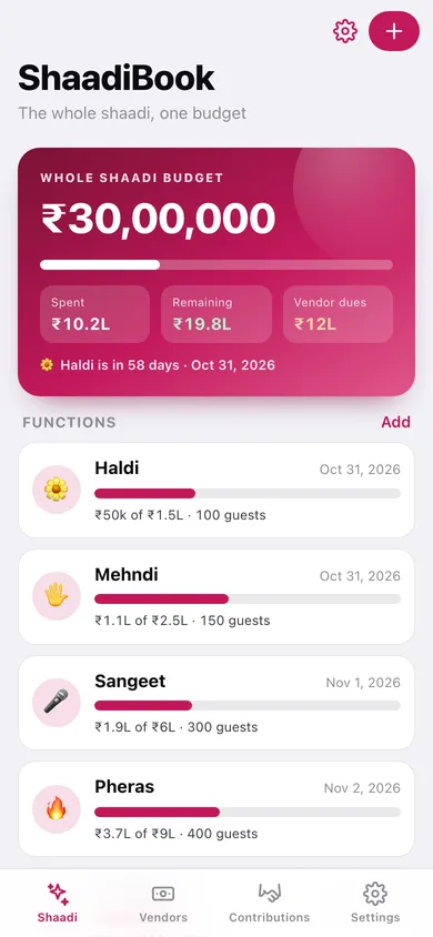 ShaadiBook web app — screen 1