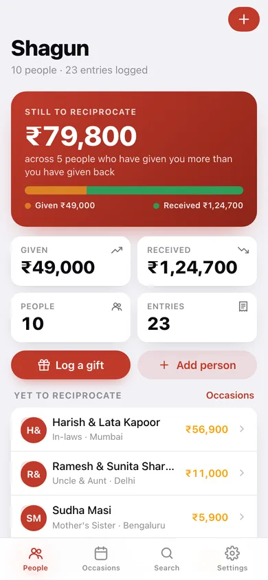 Shagun web app — screen 1
