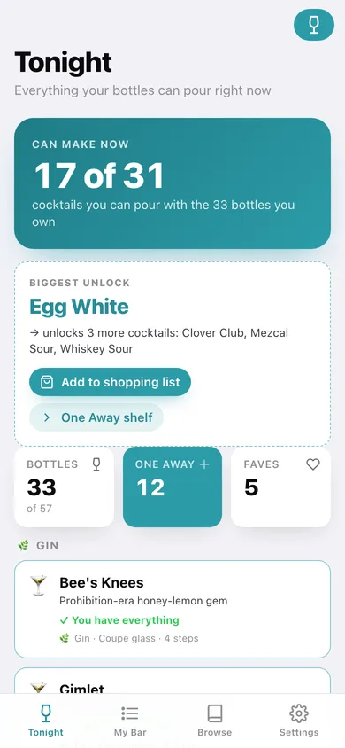 Shaker web app — screen 1