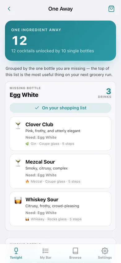 Shaker web app — screen 2
