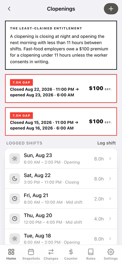 ShiftProof web app — screen 3